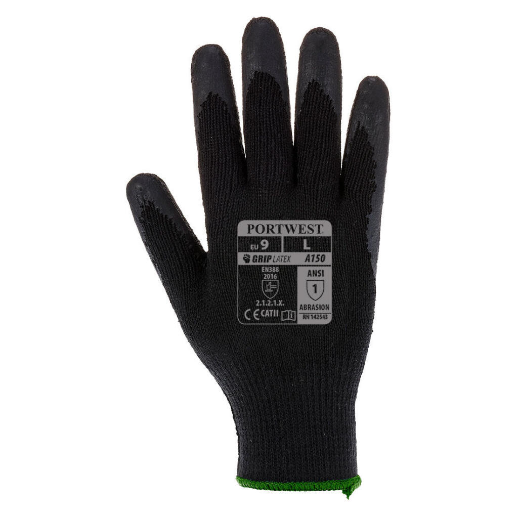 A150 Classic Latex Grip Handschoen, Zwart (per 25 paar), Size XXL/11